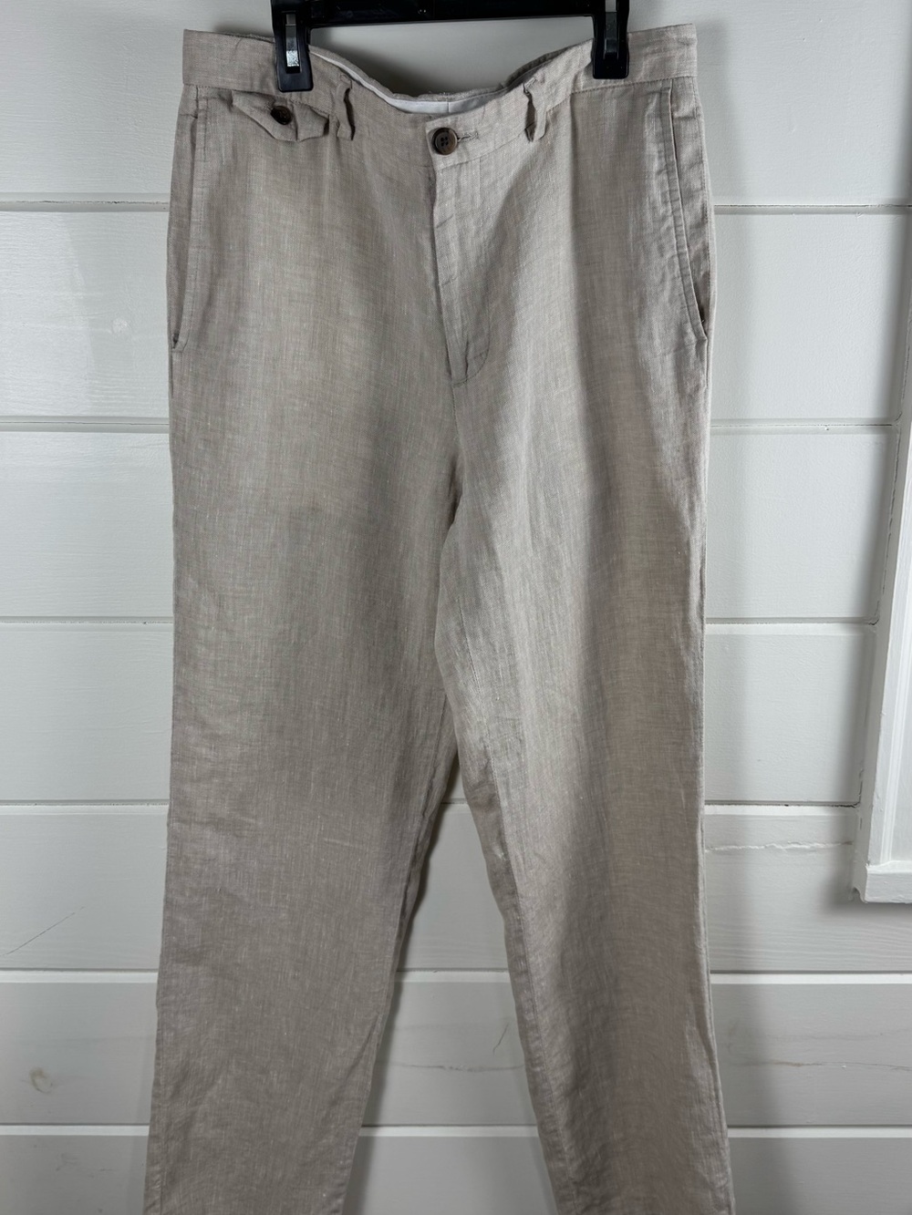 Claiborne 100% Linen Pants Men’s 30x32 Beige Flat Front Casual Lightweight